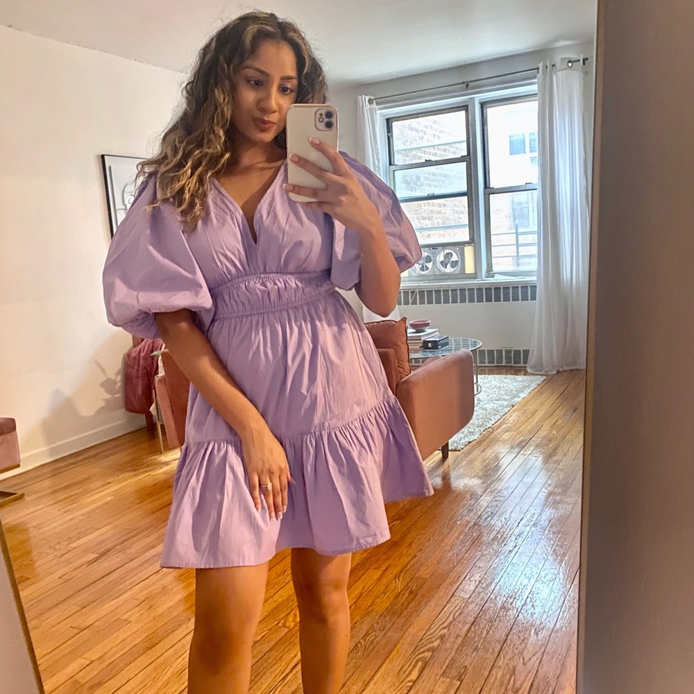 Marshalls Purple Smocked Puff Sleeve Mini Dress